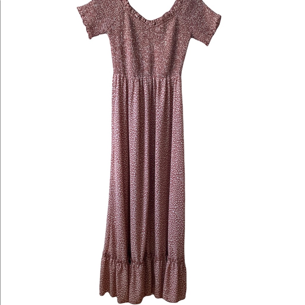 Polka Dot Boho Off Shoulder Split Maxi Dress